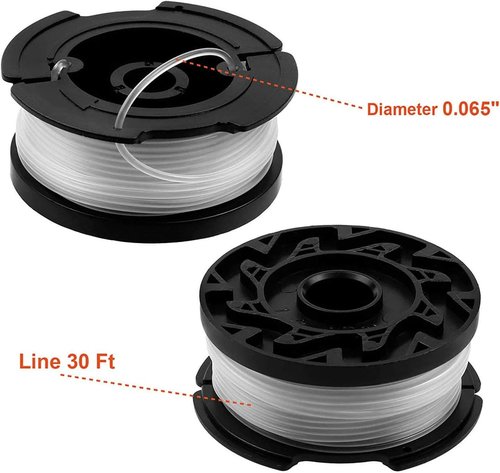 Black Decker AF-100 Replacement Spools - 30ft 0.065” Auto-Feed String Trimmer Refills (6 Spools, 1 Cap, 1 Spring)