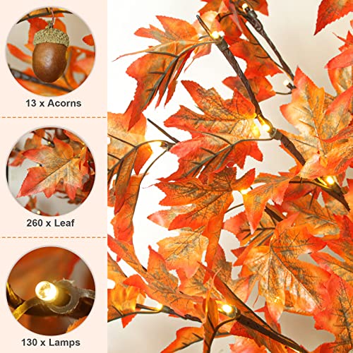 TiYiViRi 6FT 130 LED Lighted Maple Tree - Fall Autumn Decor with Remote & 8 Modes, Outdoor Indoor Halloween Thanksgiving