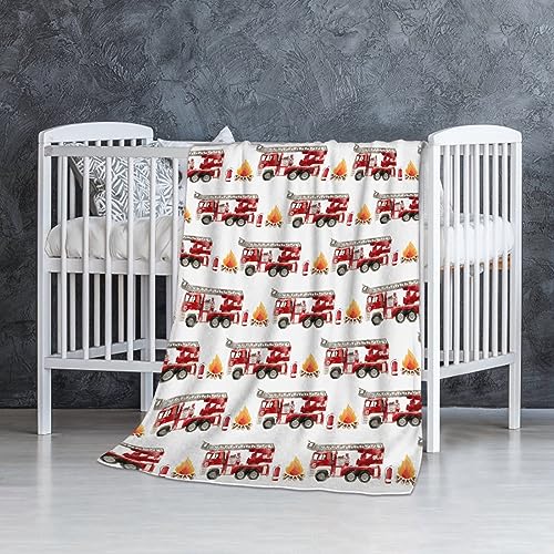 Fire Truck Fireman Baby Blanket Gifts Super Soft Swaddle Newborn Cozy Baby Receiving Blanket Stroller Throw Blanket for Crib 40x30 in forBaby/Puppy