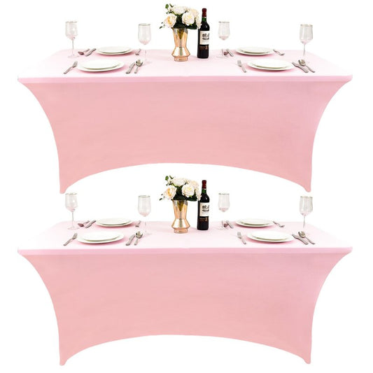 ZarzaaSik 2-Pack 4ft Spandex Table Covers for Rectangular Folding Tables - Wrinkle Resistant Stretch Tight Table Cloths - Ultimate Fitted Table Protector for Parties, Banquet, and Wedding
