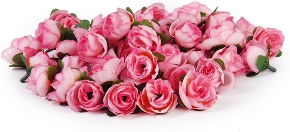 50pcs Pink Artificial Rose Flower Heads for Wedding Decorations - Tinksky