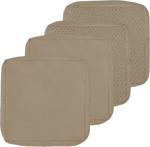 Easy-Going Waterproof Patio Cushion Covers - 24x24x4 Inch Non-Slip Replacement Slipcovers | 4 Pack in Camel