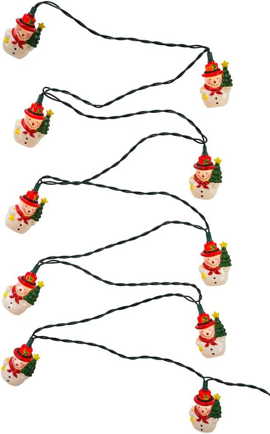 10-Light Snowman & Tree Christmas Light Set by Kurt Adler - UL Listed
