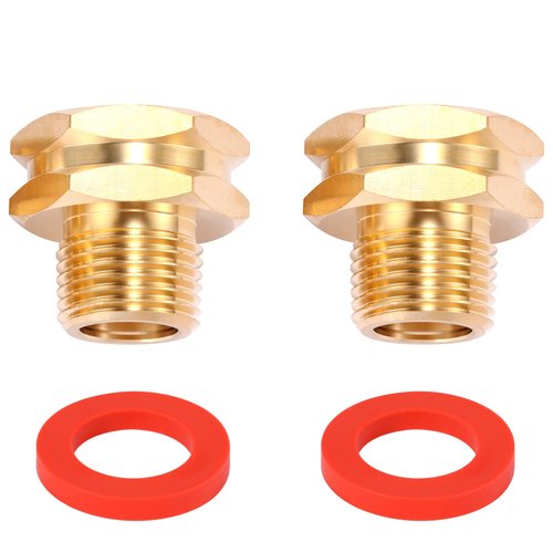 2 Pack Brass Garden Hose Adapter, 3/4" GHT Female x 1/2" NPT Male Connector,GHT to NPT Adapter Brass Fitting,Brass Garden Hose to Pipe Fittings Connect