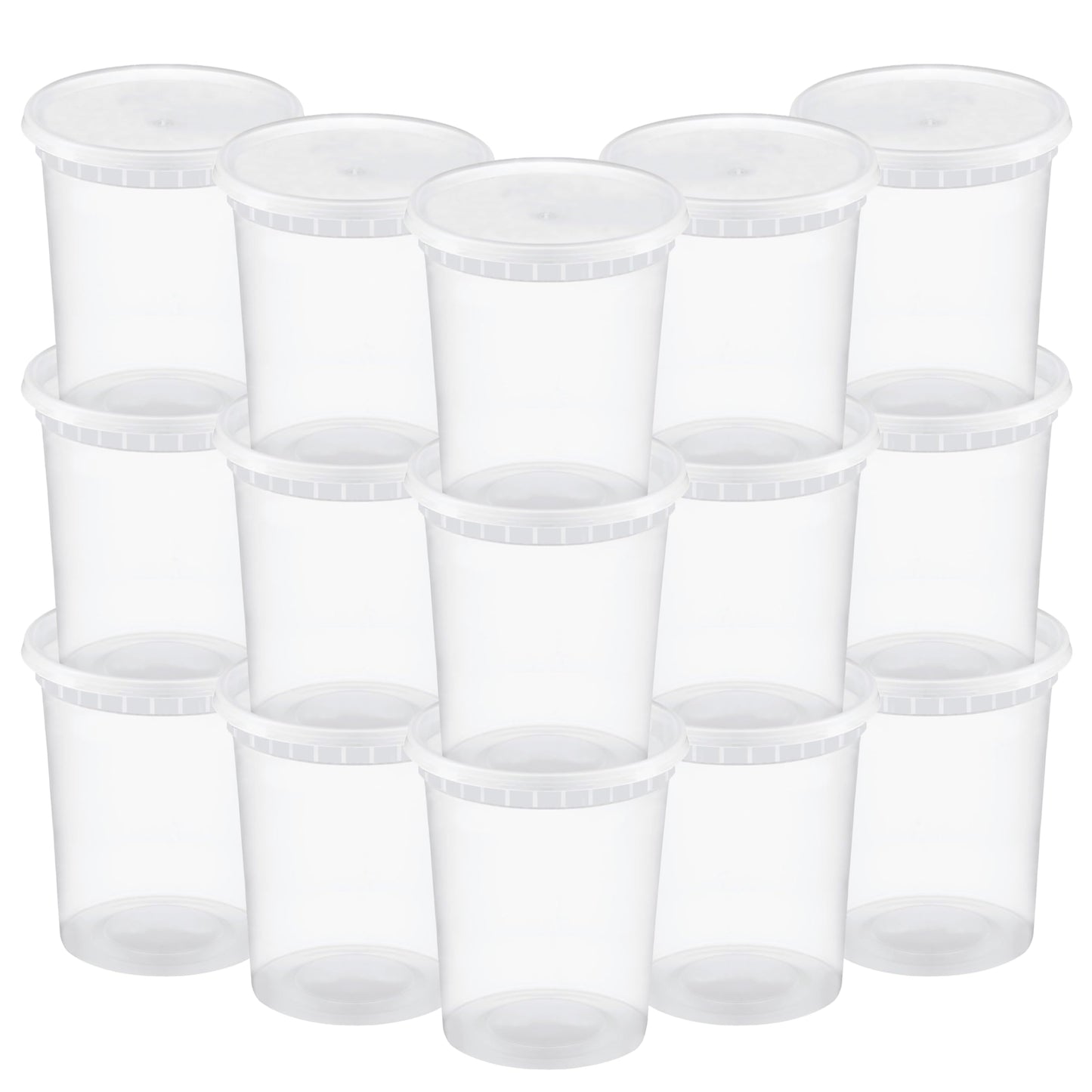 TashiBox 48 Sets 32 oz Plastic Deli Containers with Lids - Clear Airtight Food Storage & Meal Prep Containers, BPA Free, Stackable, Leakproof, Microwave & Freezer Safe