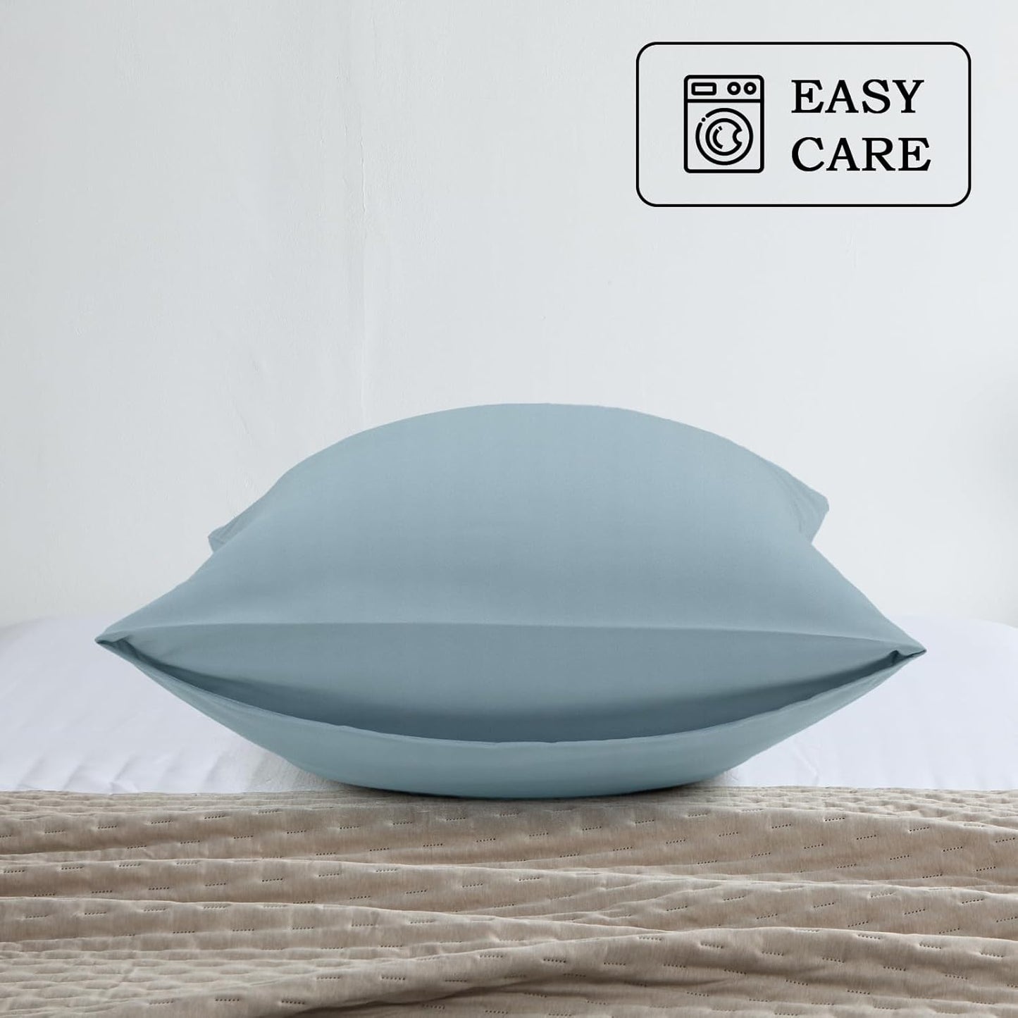 Q&J Fabric Co. Standard Size Pillow Cases - Soft Brushed Microfiber, Wrinkle-Free & Fade-Resistant | Set of 2 (20x26'', Baby Blue)