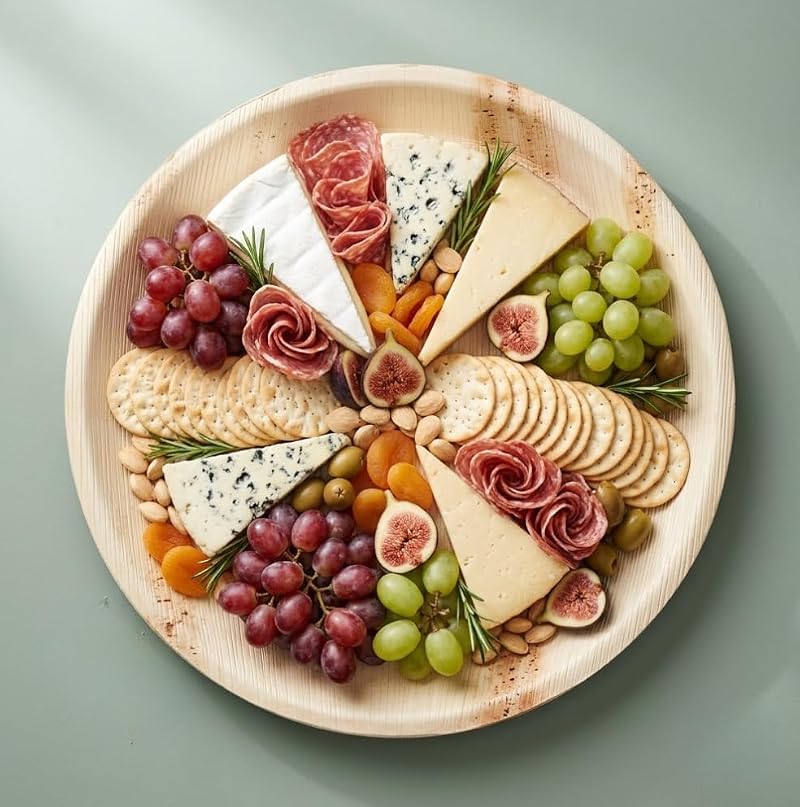 Charity Leaf 12-Inch Disposable Bamboo Plates - 25 Pieces, Eco-Friendly Serving Platters