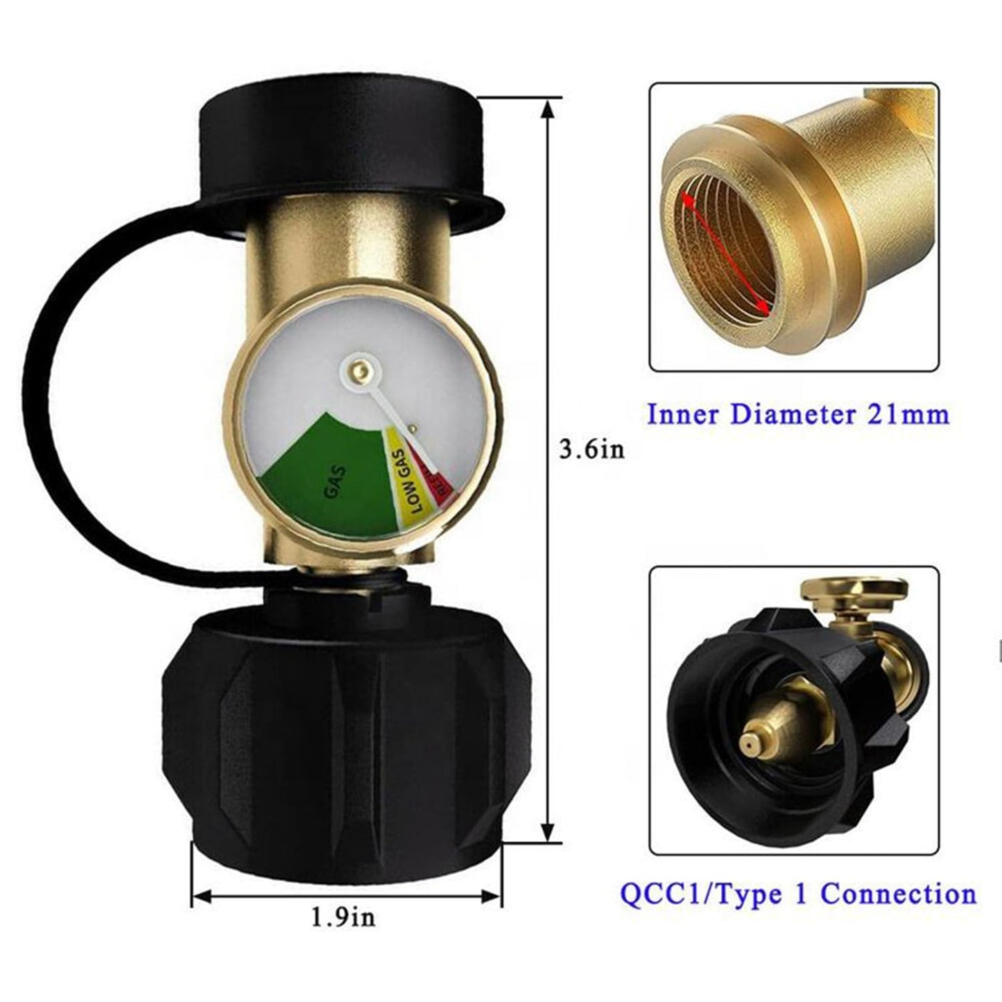 Propane Tank Gauge - Level Indicator for 5-40LB Tanks | Leak Detector for RVs, Grills & Heaters