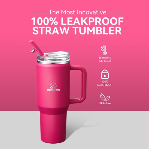 Gpeng 30 oz Tumbler with Handle, Water Bottles with Straw Lid, Insulated Stainless Steel Travel Mug Cup Holder Friendly, Keep Drinks Cold or Hot for Hours