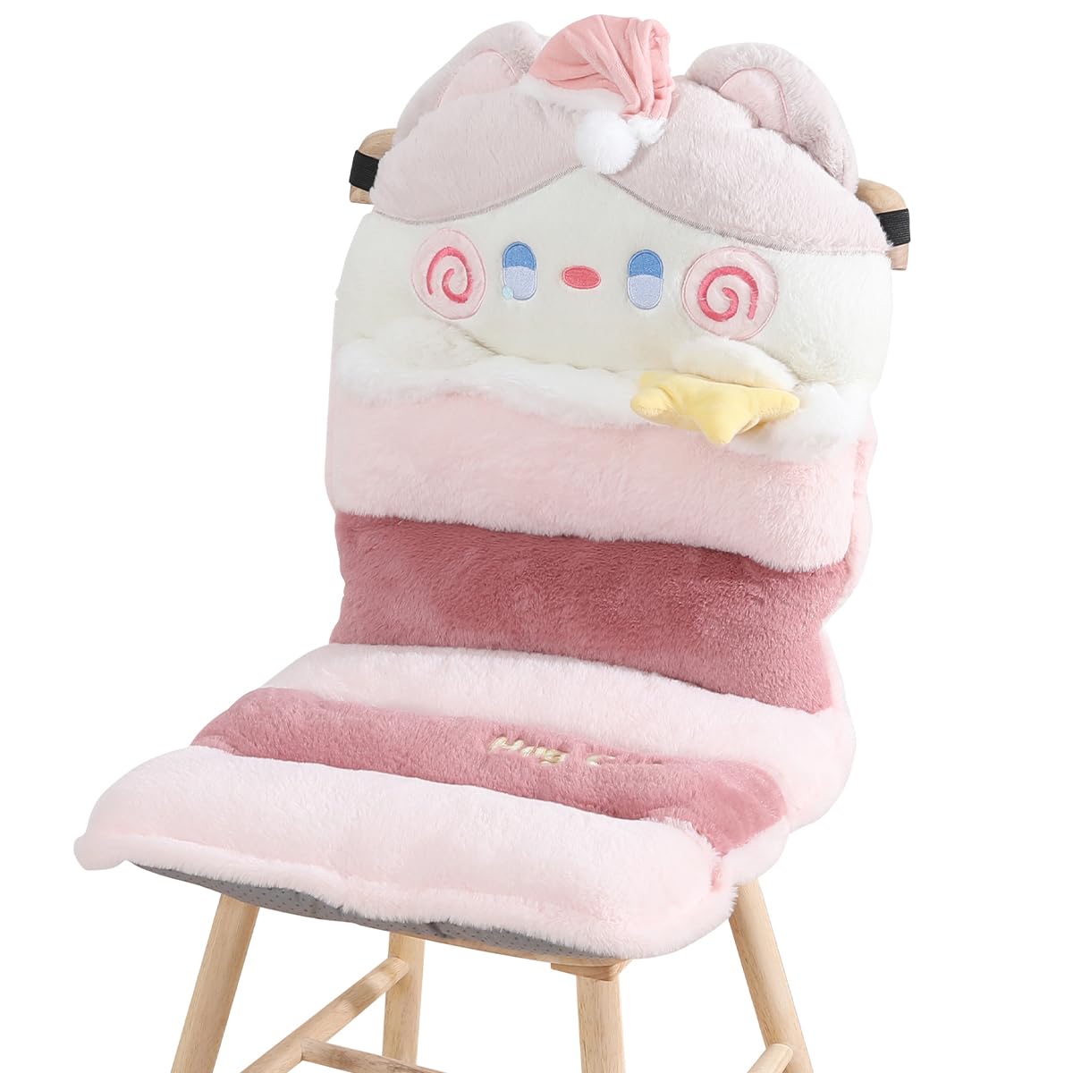 Loismood Cartoon Cat Seat Pads Non Slip Machine Wash Soft Cushion for Bedroom Décor, Gamer and Dining Chairs (31"x15", Pink)