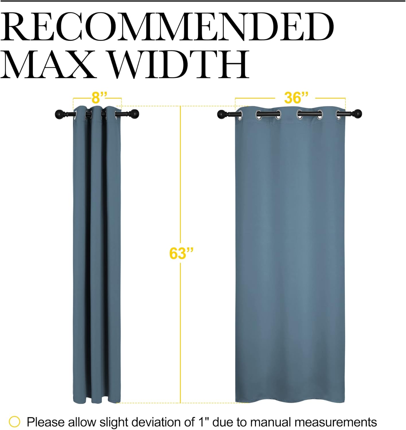 NICETOWN Room Darkening Curtains - Thermal Insulated Blackout Panels for Bedroom | Smoky Blue, 2 Panels (W42 x L63-Inch)