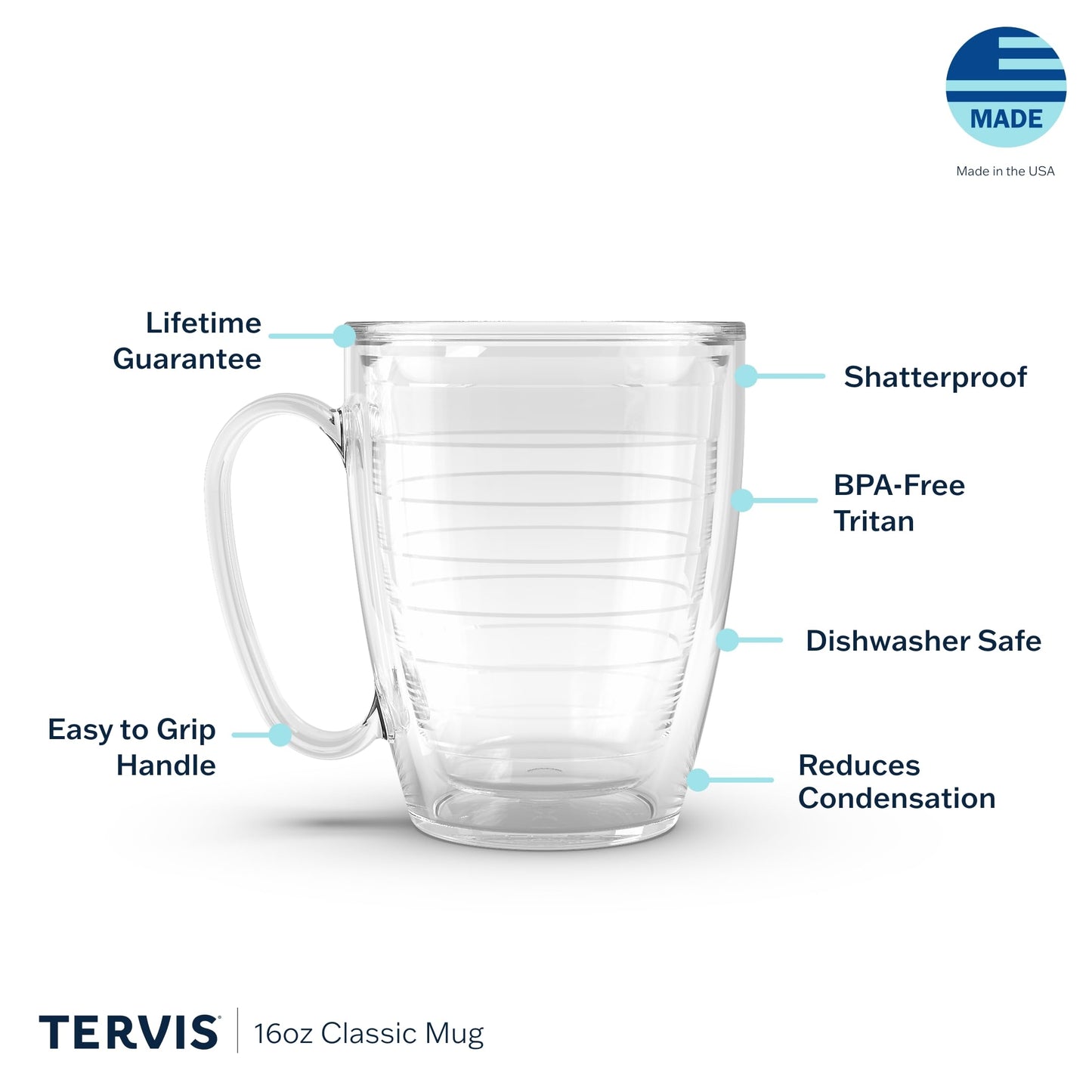 Tervis Clear & Colorful Tabletop Made in USA Double Walled Insulated Tumbler Travel Cup Keeps Drinks Cold & Hot, 16oz Mug, Mangrove Green