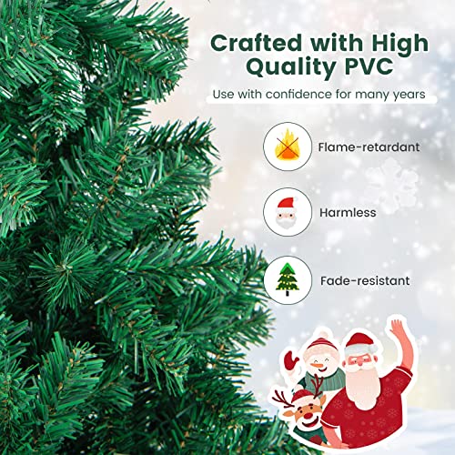 6FT Artificial Christmas Tree with Metal Stand - Easy Assembly Indoor Outdoor Holiday Decor