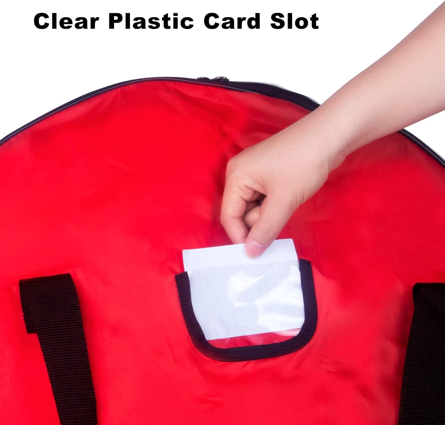 TQS Christmas Wreath Storage Bag - 30 Inch Red Cotton with Zipper Closure & Reinforced Handles
