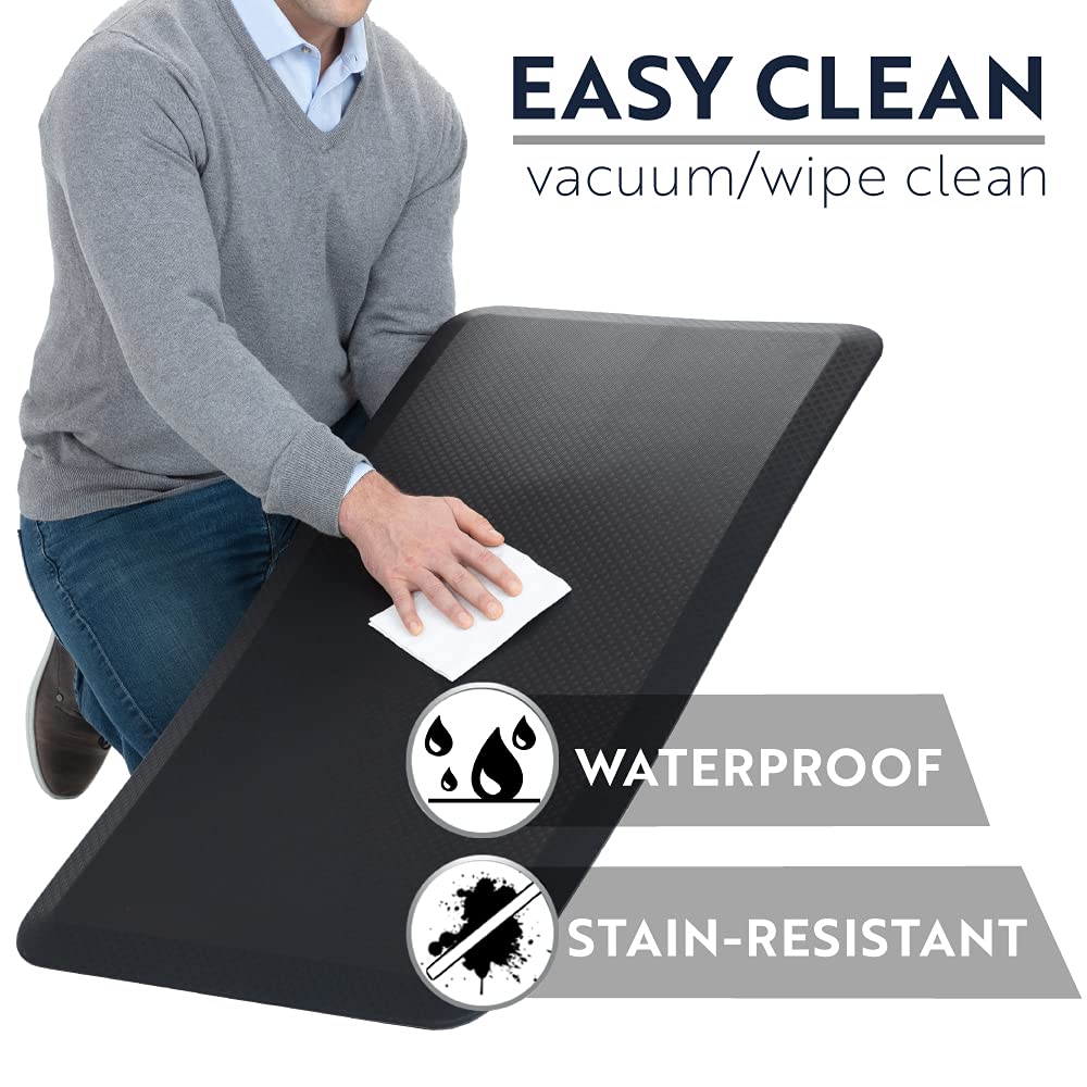 KANGAROO Anti Fatigue Mats for Kitchen Floor, 3/4 Inch Thick Cushioned Ergonomic Mat, Reduce Foot Pressure, Waterproof Comfort Rug for Under Sinks, Office Standing Desk, Store Floors, 20x32 Black
