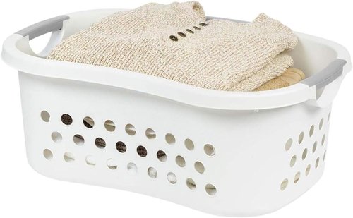 IRIS USA 50L Plastic Laundry Basket - Comfortable Carry Handles, 3-Pack, Ventilated Design, White