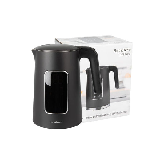 Epsilon LCD Electric Kettle 1100W - 1.7L Hot Water Tea Kettle with Digital Display, Temperature Control, Fast Boil, BPA-Free Electric Teapot with Auto Shut-Off & Boil Dry Protection