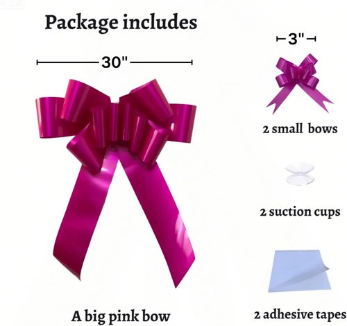 Big Car Bow - 30-Inch Giant Pink Christmas Bow for Gift Wrapping & Special Occasions