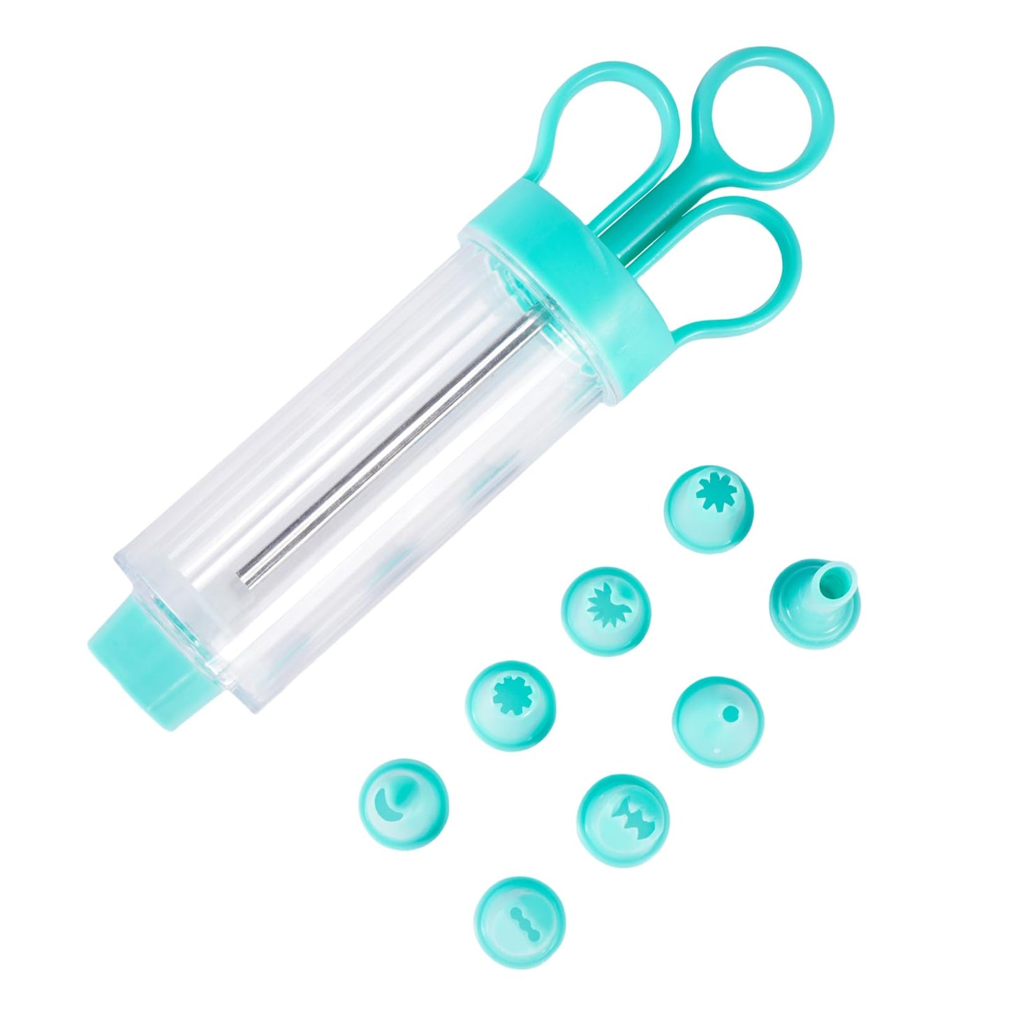 Cupcake Injector/Decorating Icing Set, 9-Piece Set, Stainless Steel Laminating gunCookie gunSqueeze cookie makerCream laminating gunLaminating nozzleSoluble beansBaking tools (Blue 9pcs)