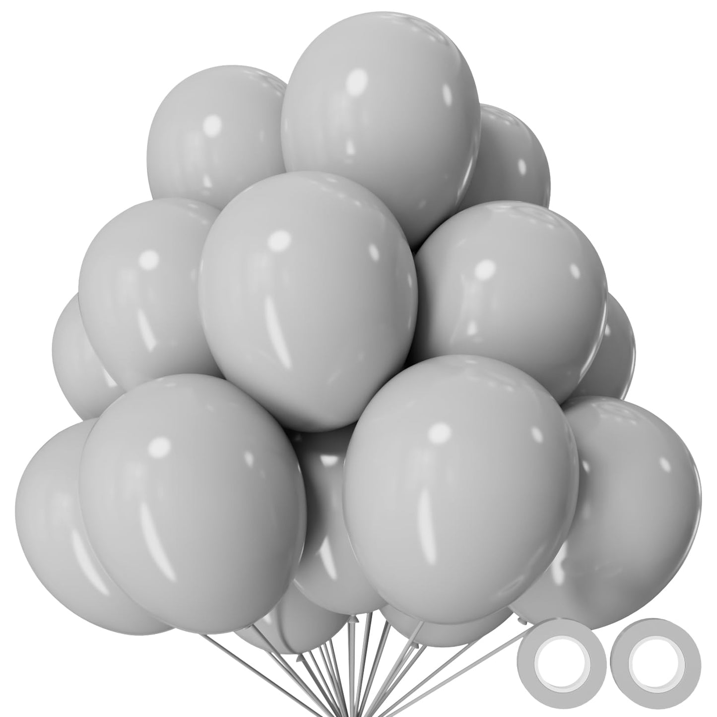 110pcs Grey Balloon 12 inch, Grey Latex Balloons for Birthday Party Baby Shower Wedding(with 2 Ribbons).
