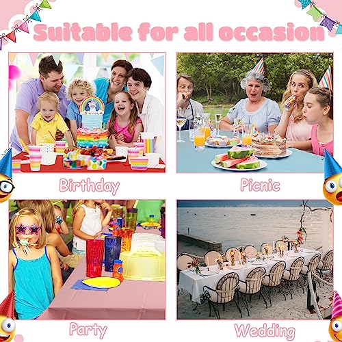 40 Pack Colorful Disposable Plastic Tablecloths 54x108 Inch for Parties & Events