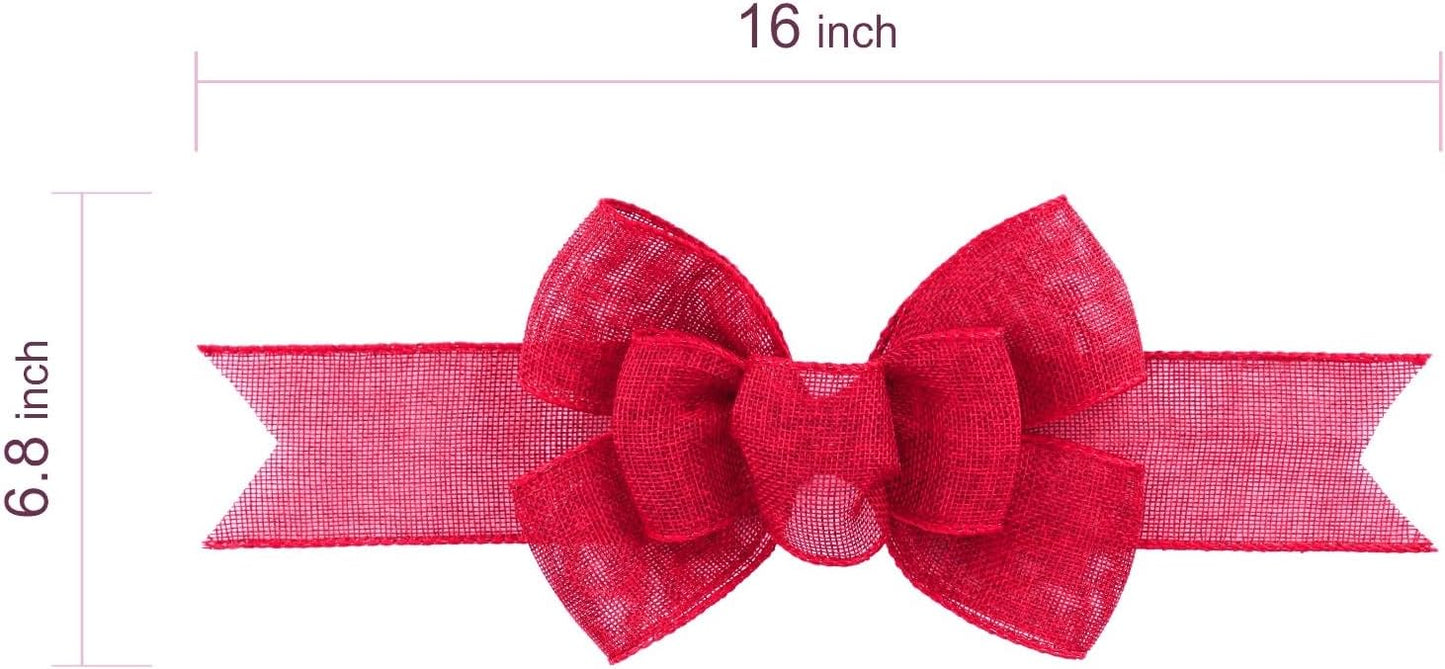 Meseey Hot Pink Burlap Christmas Bows - Handmade Large Bows for Wreaths & Holiday Decor