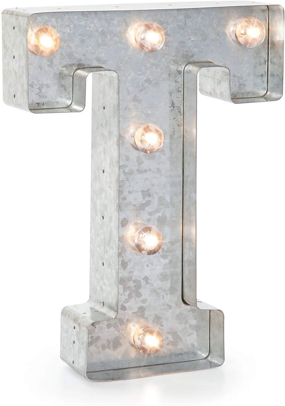 Silver Metal Marquee Letter J - 9.87” Tall Galvanized Decor for Events & Home