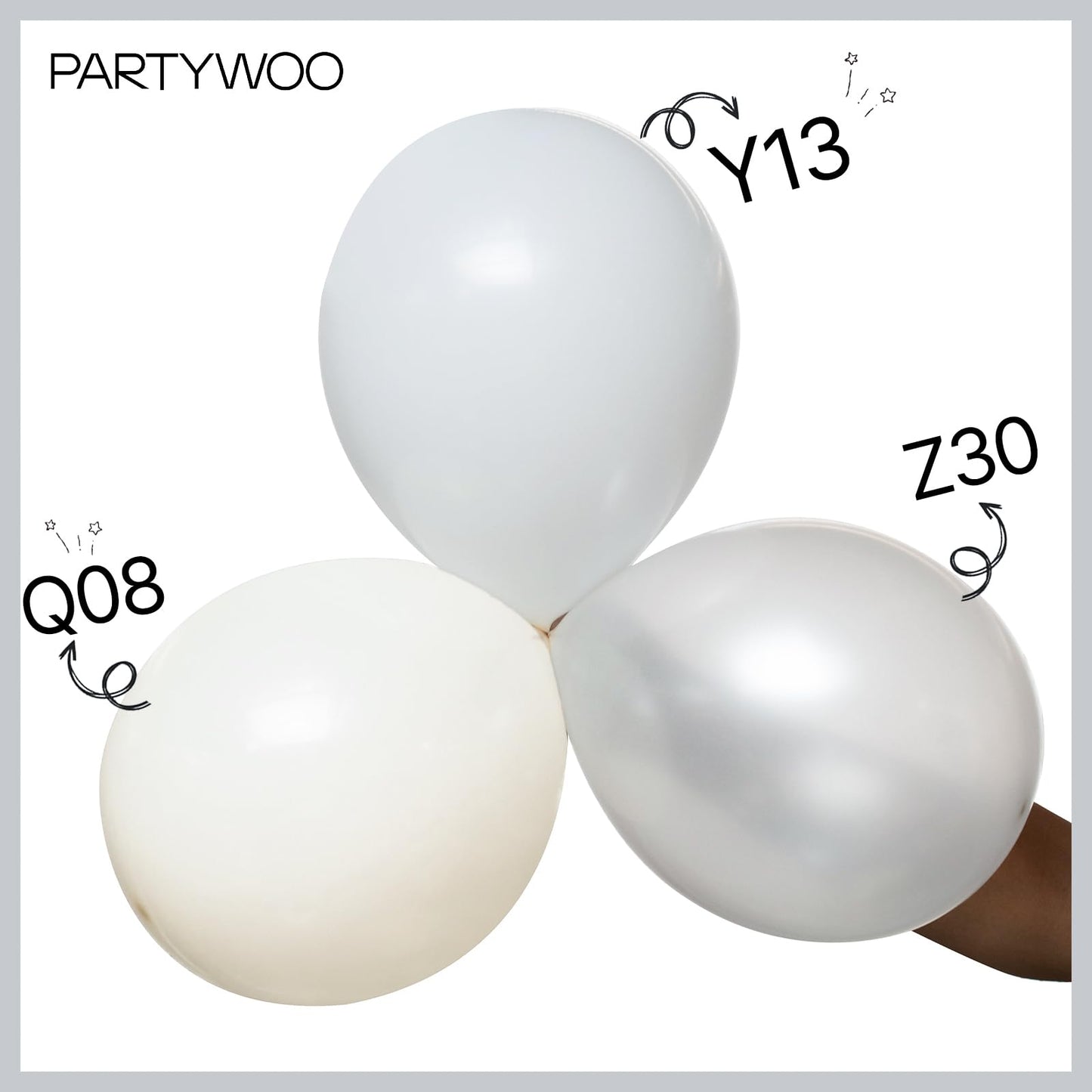 PartyWoo Pearl White Balloons 155pcs Different Sizes Pack of 18 12 10 5 Inch Metallic White Latex Balloon Arch Kit Garland for Wedding Graduation Baby Shower Birthday Party Decorations White-Z30