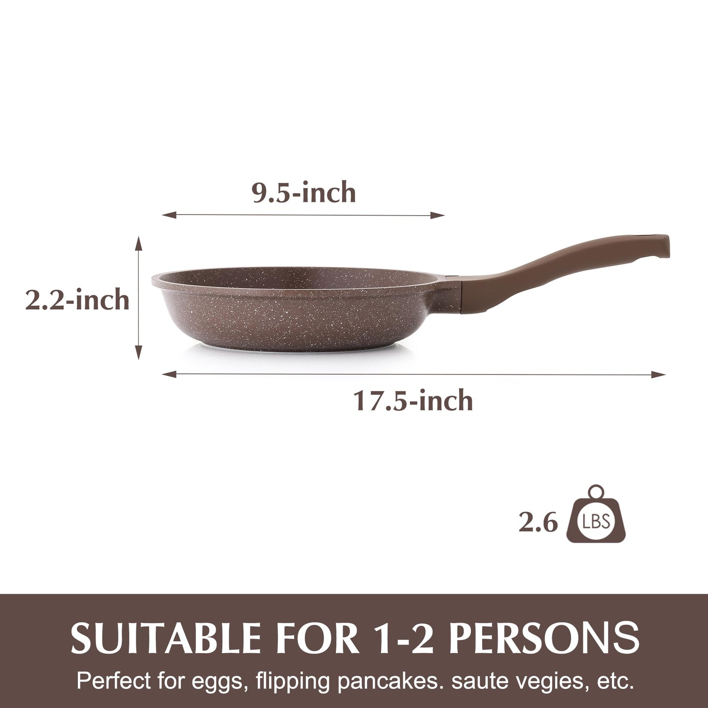 SENSARTE Nonstick Frying Pan Skillet, Non Stick Omelette Pan, Healthy Stone Cookware Chef's Pan PFOA Free, Toffee Brown (9.5 Inch)