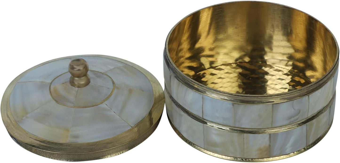 Decorative Jewelry Trinket Box Unique Gift For Home Décor Antique Metal Case with Mother of Pearl Sindoor Box/Coin Box (All Set Black)
