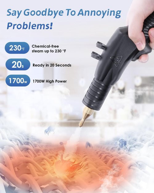 High Pressure Steam Cleaner - 1700W Heavy Duty Portable Steamer for Grout, Tile & Auto | 110V