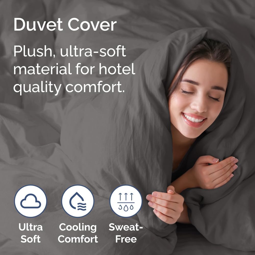 Skiennix 6-Piece Dark Grey Queen Bed Sheet Set | Soft, Wrinkle-Free Luxury Bedding with Duvet Cover & Extra Deep Pockets