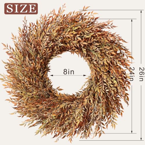 Artificial Fall Nandina Wreath 26 Inch for Front Door Decoration - Orange Green