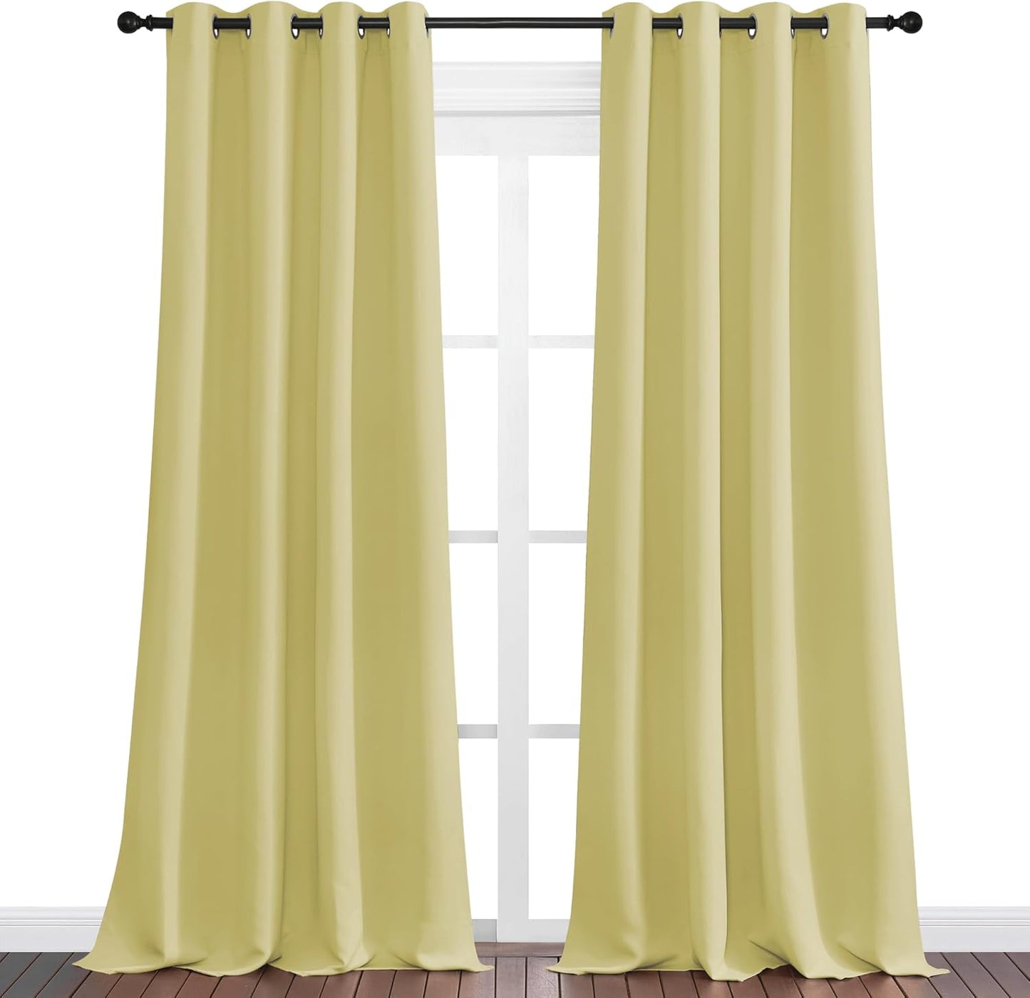 NICETOWN Blackout Curtains - Paler Yellow, 108" Long, 55" Wide, Sound Reducing & Energy Efficient, 2 Panels