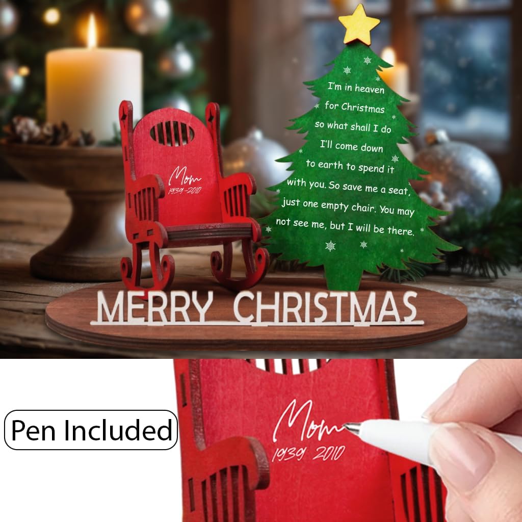 Memory Christmas in Heaven Wooden Candle Holder - Memorial Ornament & Sympathy Gift for Loss