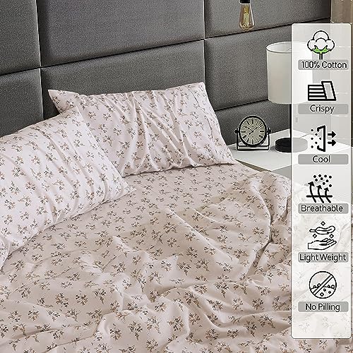 RUVANTI Queen Cotton Percale Sheet Set - Cool, Breathable Bedding, Twin & Queen Sizes