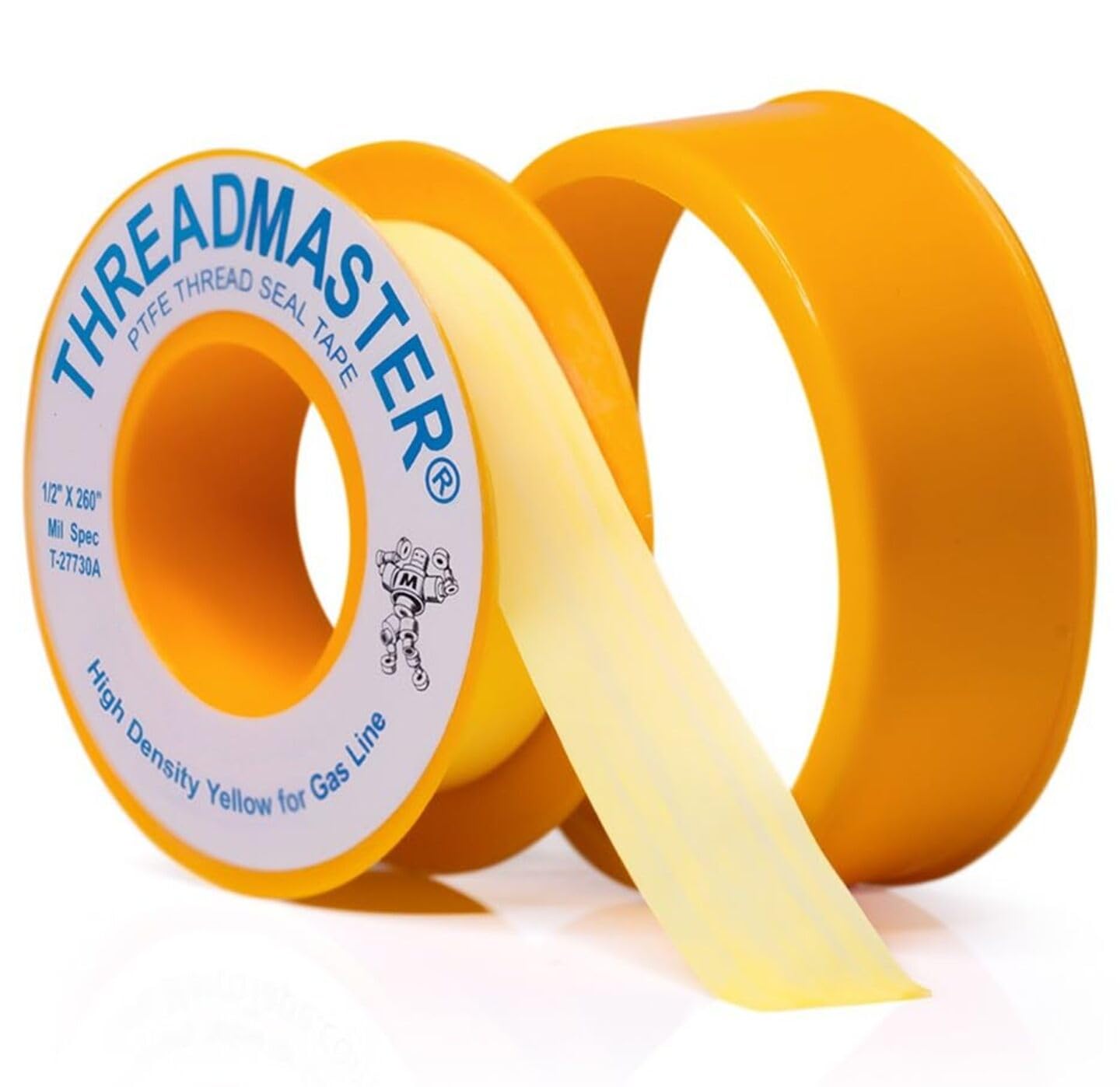 TAPEWELL Yellow Gas Pipe Thread Sealant Tape - 1/2" Width | Ideal for Propane & Natural Gas