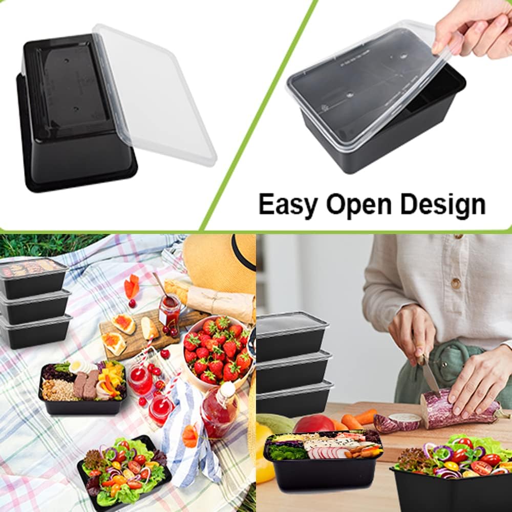 Skiennix 50-Pack Meal Prep Containers - 26 OZ Microwavable & Reusable Food Storage Boxes | Stackable & Dishwasher Safe