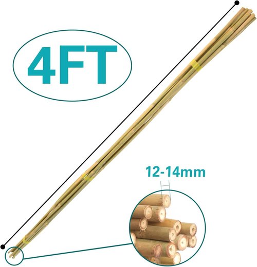 Bamboo Garden Stakes - 30pcs 4FT Multi-Purpose Plant Support for Tomatoes, Beans, and Flowers
