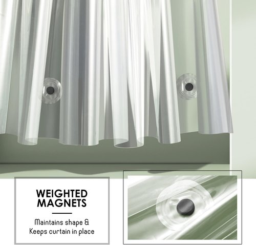 Clara Clark Shower Curtain Liner - Waterproof PEVA, Lightweight, 72x72 with 3 Magnets