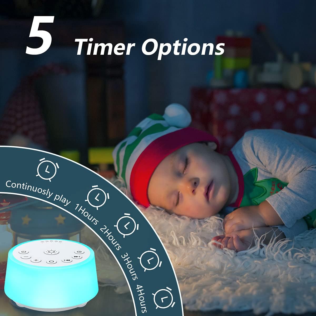 Skiennix Color Noise Sound Machine - 10 Colors, 25 Soothing Sounds, Adjustable Brightness & Volume Levels for All Ages