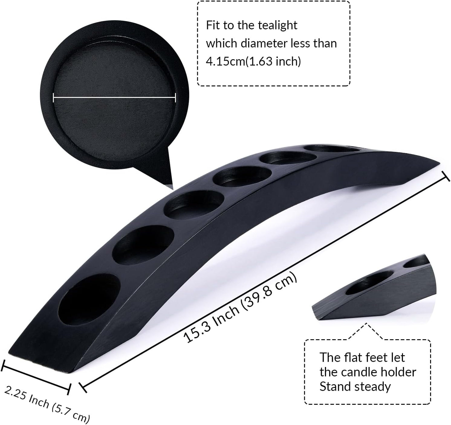 Skiennix 7-In-1 Arch Candle Holder - Black Wooden Bridge Design for Tealight Candles | 2 PCS Set
