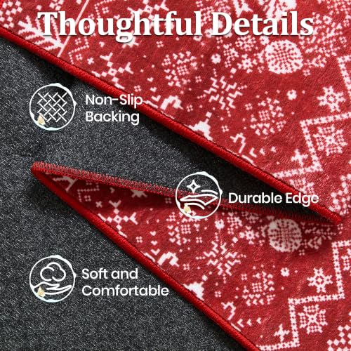 Miukiki Red 2' x 6' Washable Christmas Runner Rug Non Slip Kitchen Decor