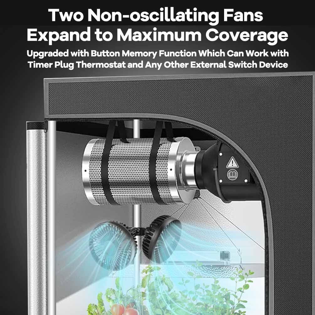 Skiennix Grow Tent Fan - 5-Inch Dual Directional Ventilation | 3 Speeds, IP54 Waterproof, 8ft Cord