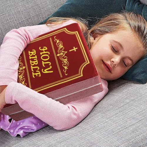 Bible Pillow Book Plush That Opens Christian Holy Bible Stuff Religious Party Favors Gifts for Kids for Christening Easter (Red)