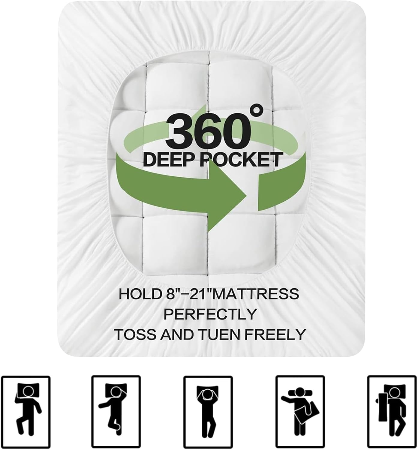 PATSBA King Size Mattress Topper - Premium Viscose Bamboo for Back Pain Relief | Extra Thick 1200 GSM Pillow Top, Deep Pocket Up to 21 Inches (78x80 Inch)