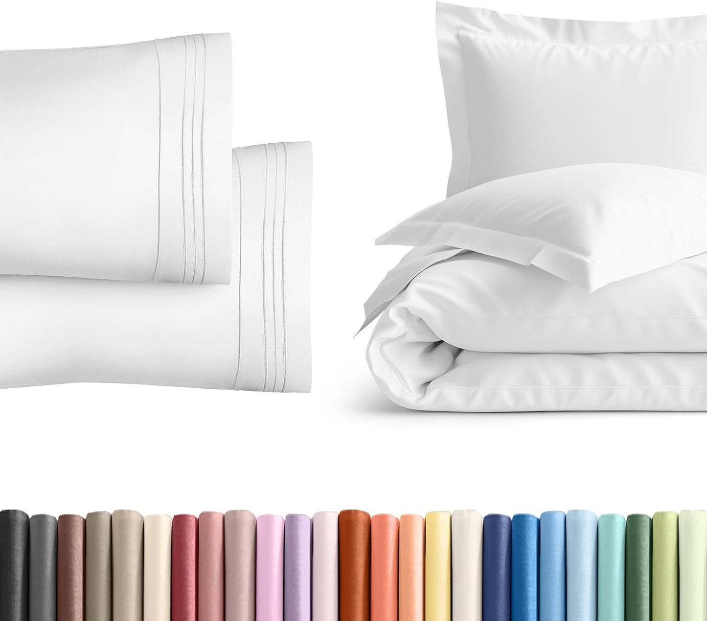 King Pillow Cases Set of 2 | Hotel Quality Duvet Cover - Luxurious, Comfy Bedding - Machine Washable, White