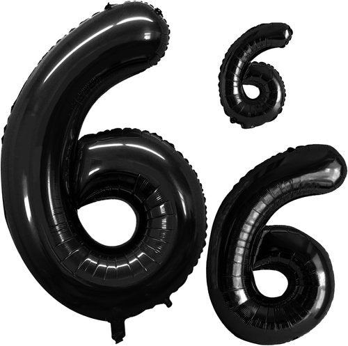 GOER Black Foil Number 6 Balloons - Huge 42" & 32" Birthday Party Decorations (3 Pack)