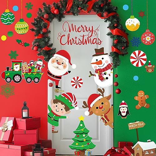 96PCS Christmas Wall Decals Set - Removable Holiday Stickers with Santa, Snowman, Reindeer, Large Festive Decorations