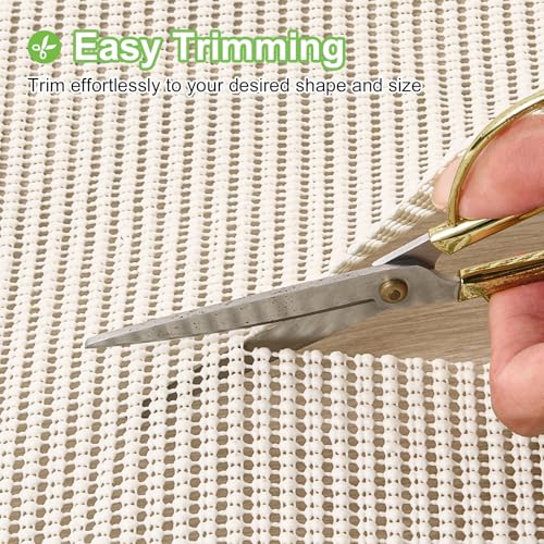 Non-Slip Rug Pad 9x12 FT - White, Cushioned Floor Protector & Noise Reducer